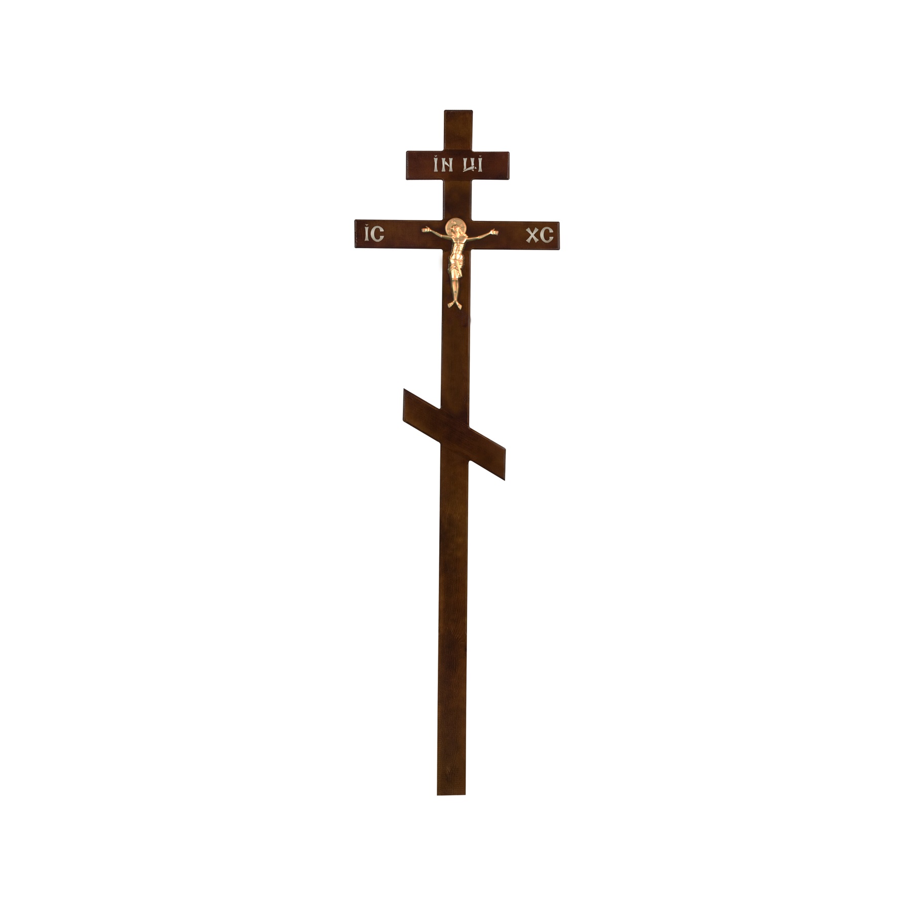 Крест на могилу сосновый Стандарт КДС-01 темный с распятием