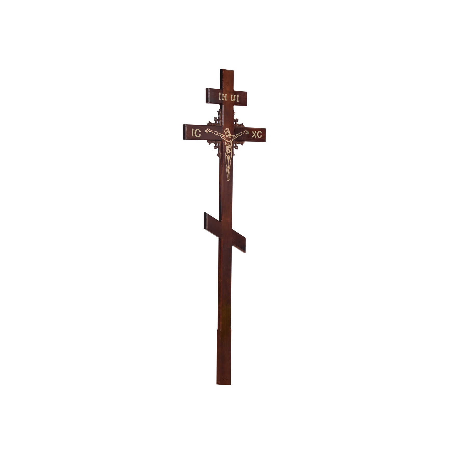 Крест на могилу сосновый Угловой узор КДС-03