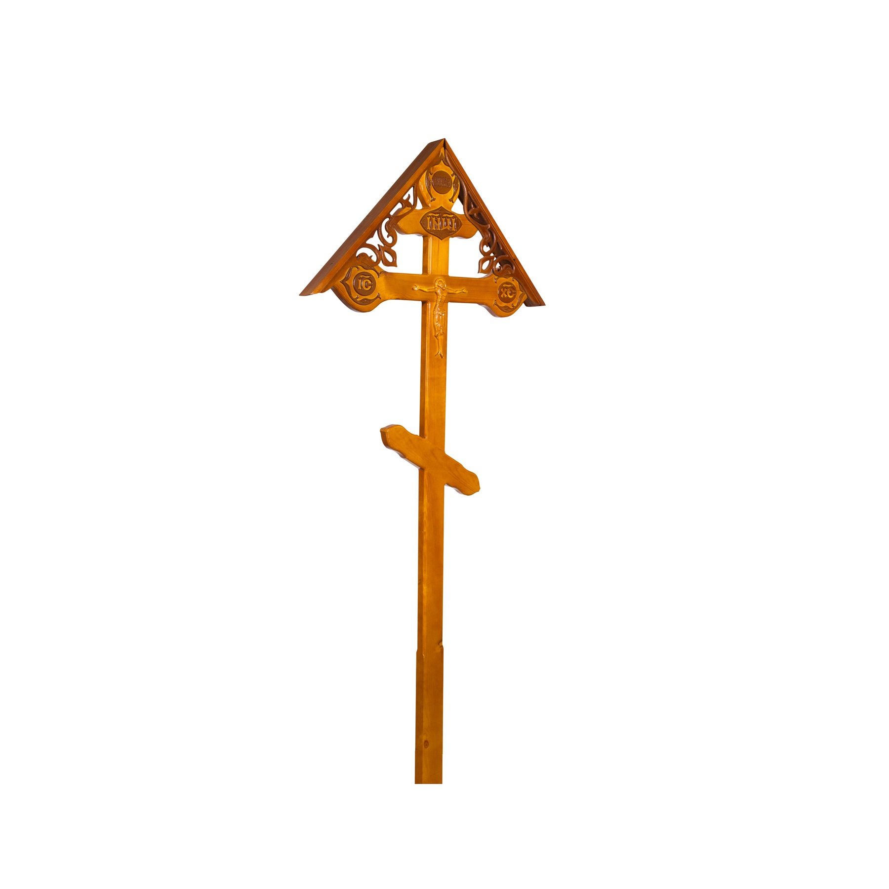 Крест сосновый фигурный с Орнаментом с домиком КДС-21