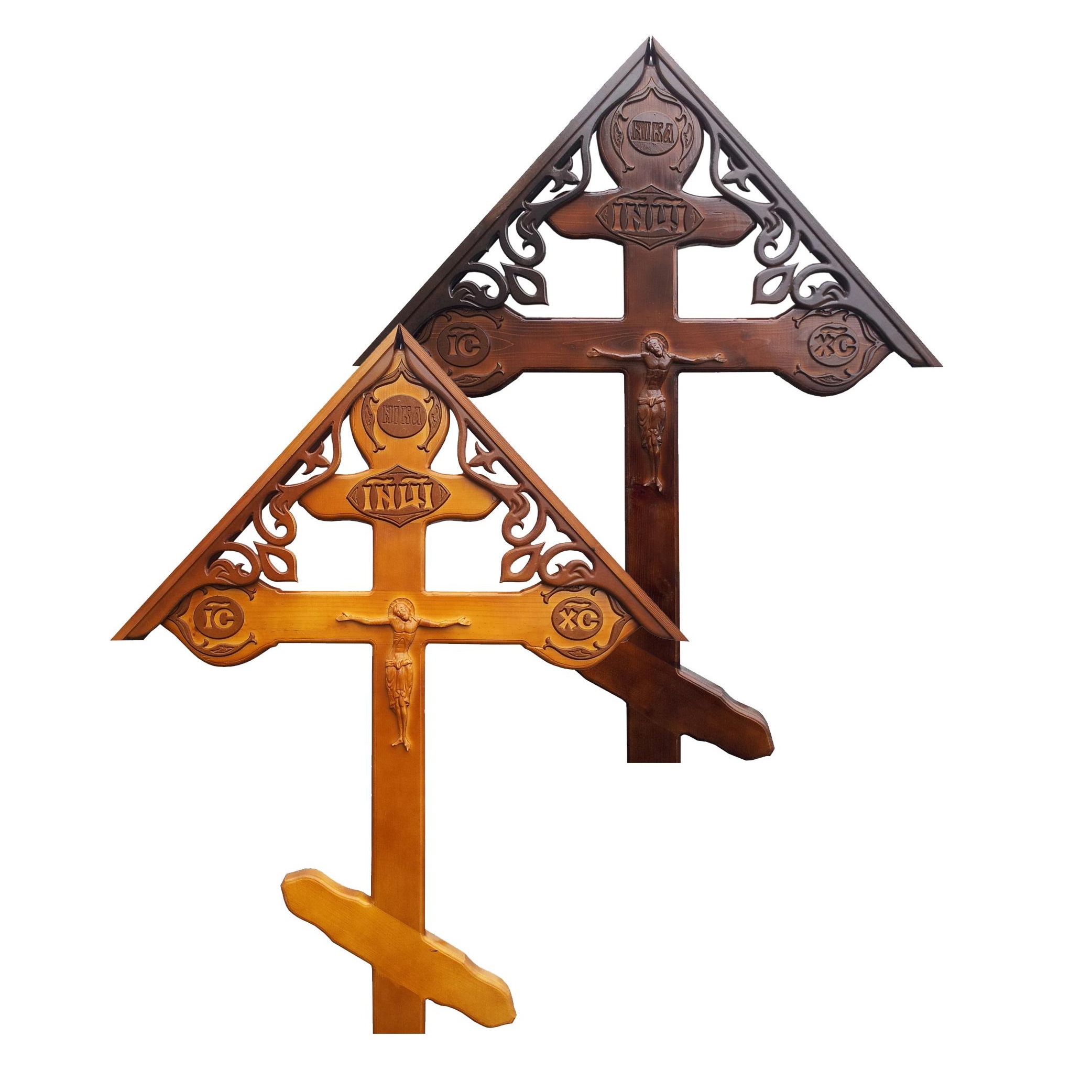 Крест сосновый фигурный с Орнаментом с домиком КДС-21