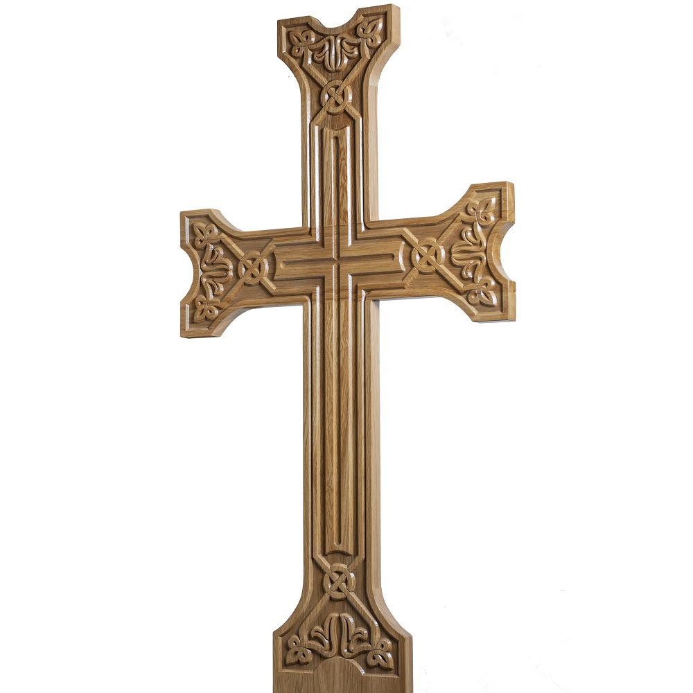 Крест на могилу дубовый Хачкар