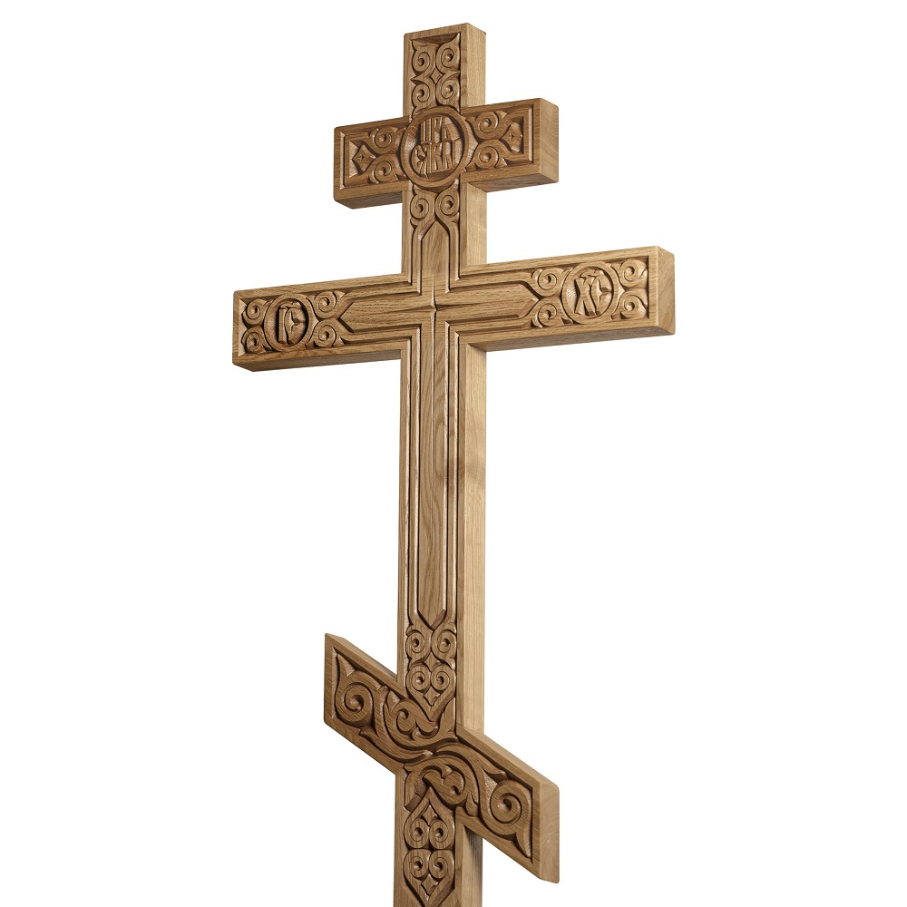 Крест на могилу дубовый Узоры